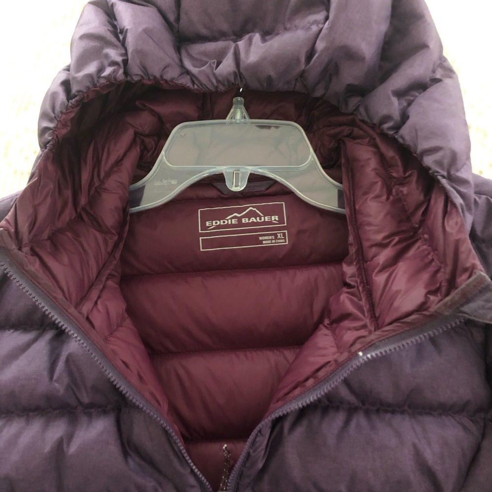 Eddie Bauer Women's Packable Hooded Mid-Length Down Puffer Coat - Plum